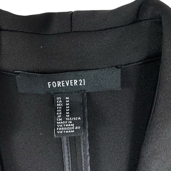 Forever 21 Blazer Women Medium Black Work Office Jacket Capsule Minimalist Basic - Picture 12 of 14